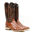 Austin Ostrich Boots - Brandy - Punta Cuadrada (AV20)