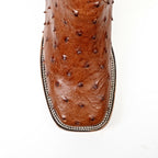 Austin Ostrich Boots - Brandy - Punta Cuadrada (AV20)