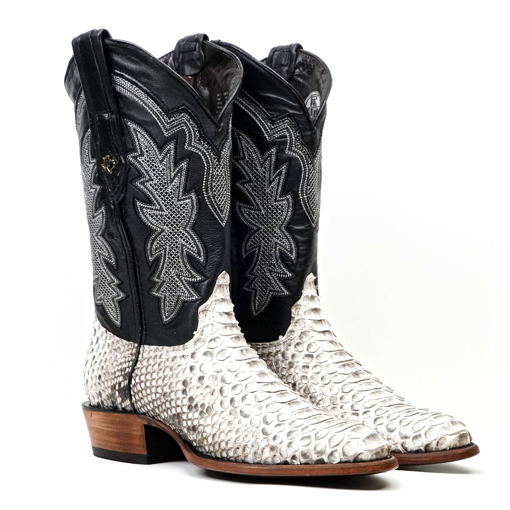 Tanner Python Boots - Natural - Roper Toe (PN240)