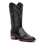 Tanner Python Boots - Glossy Black - Roper Toe (PN240)