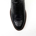 Tanner Python Boots - Glossy Black - Roper Toe (PN240)