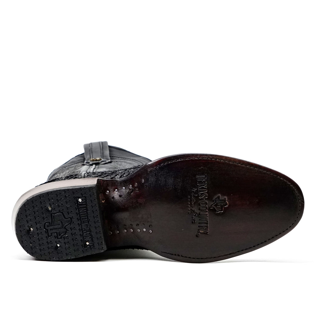 Tanner Python Boots - Matte Black - Roper Toe (PN240)