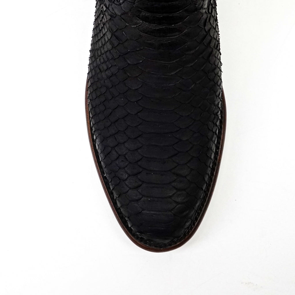 Tanner Python Boots - Matte Black - Roper Toe (PN240)