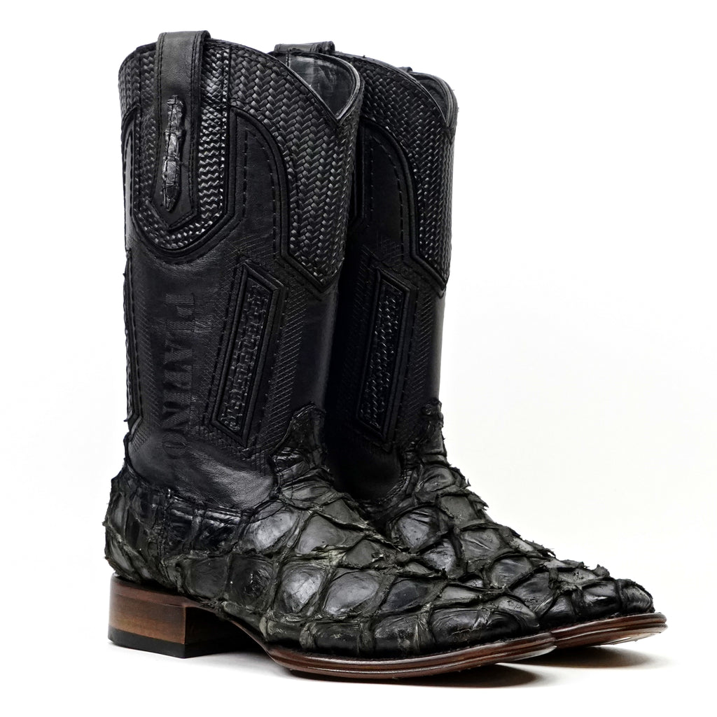 Botas Connor Platinum Pirarucu - Negro Zafiro - Punta Cuadrada