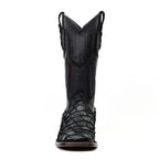 Botas Cuadradas Negras de Piel de Pirarucú Connor Platinum