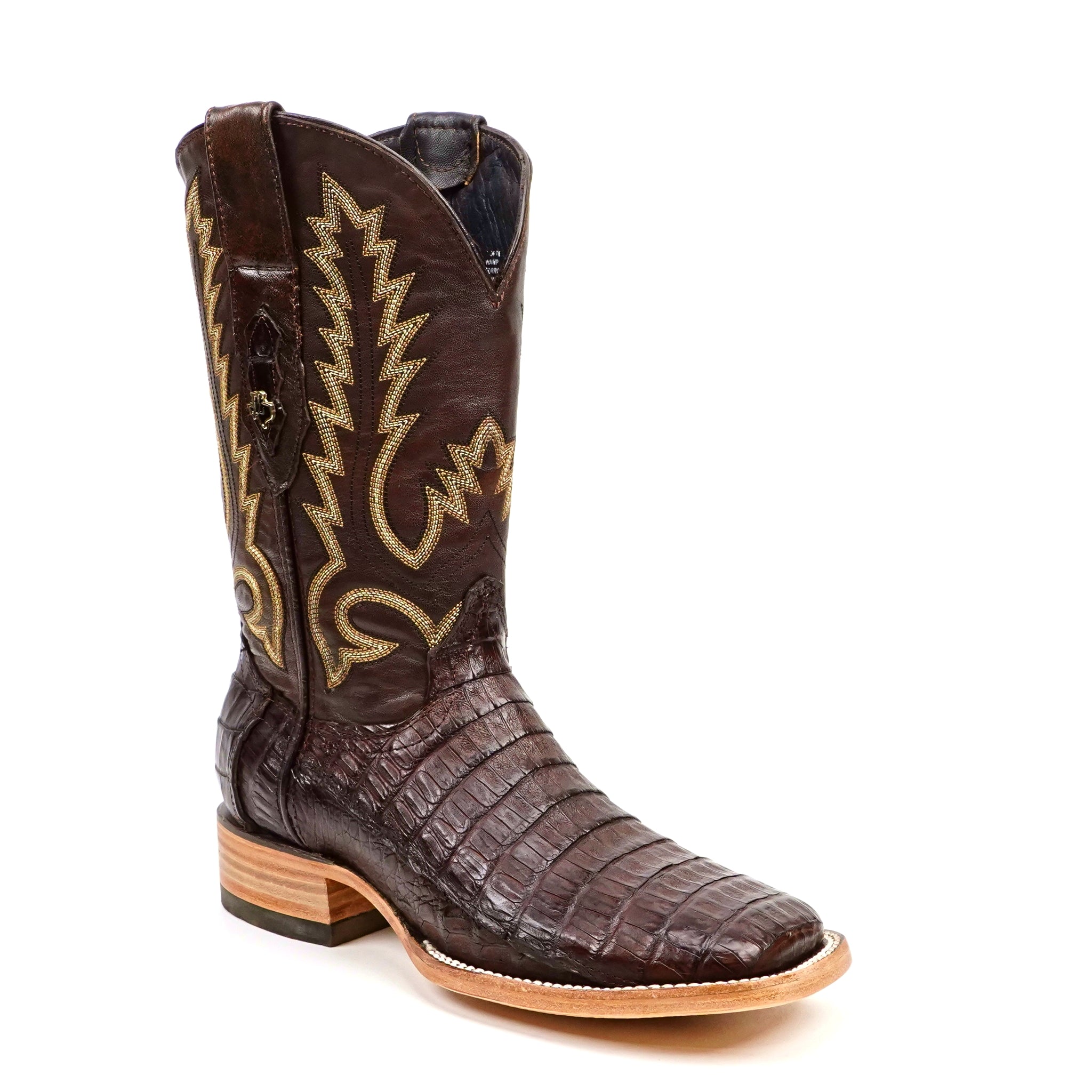Rhodes Caiman Belly Boots - Brown - Square Toe (LM10)