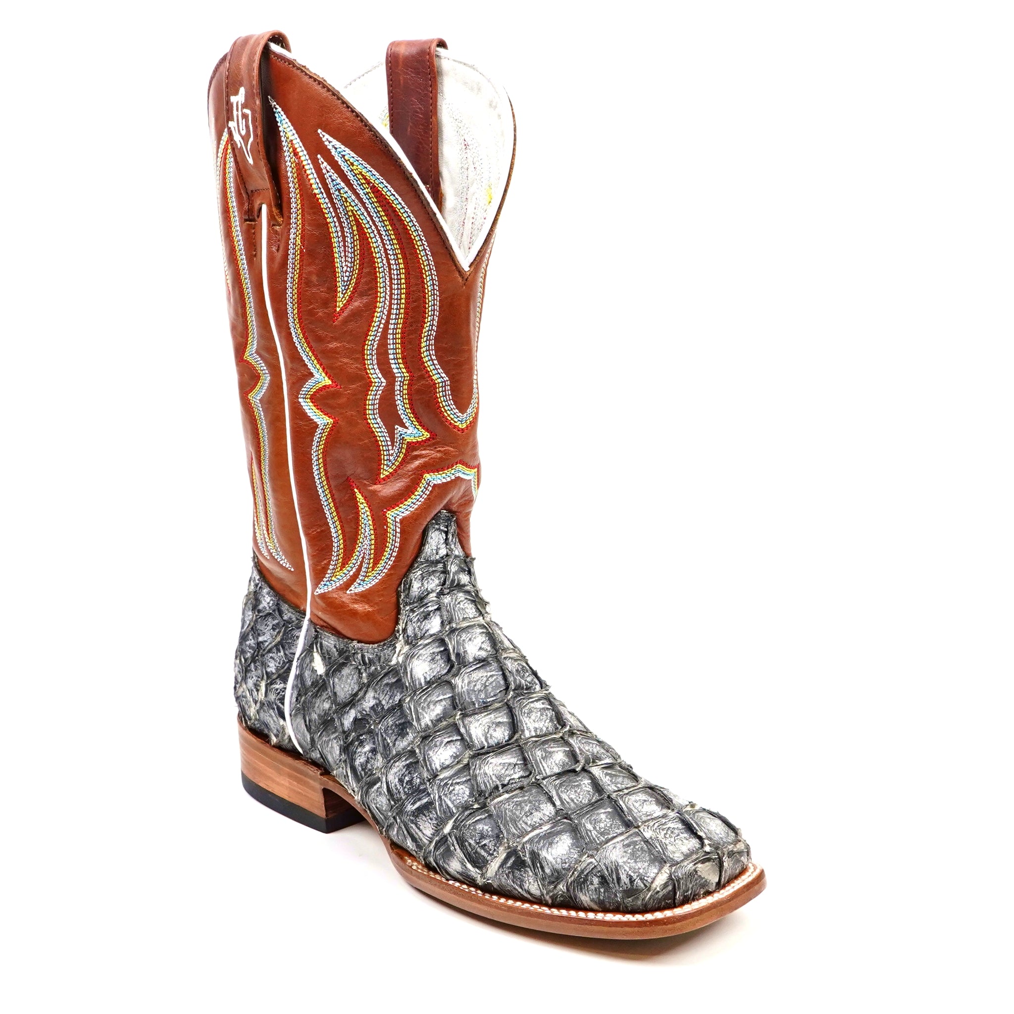Butch Pirarucu Fish Boots - Newspaper - Square Toe