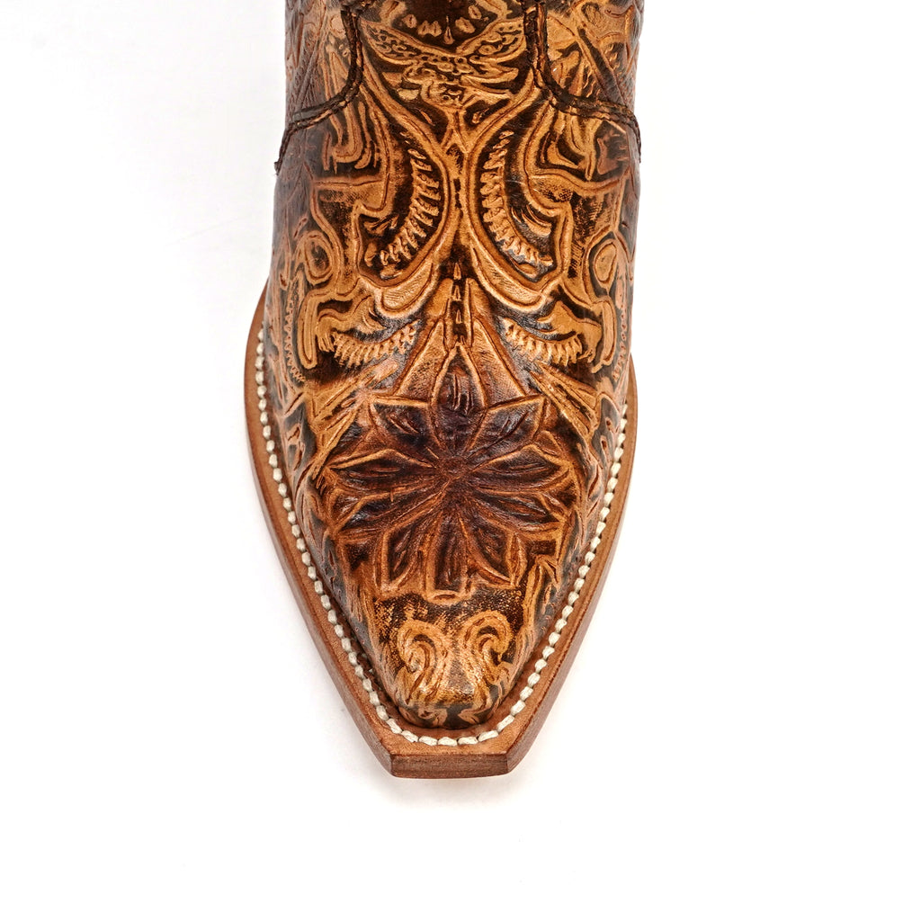 Chiseled Tan Cowgirl Boots - Tall Shaft - Snip Toe (E866)