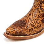 Chiseled Tan Cowgirl Boots - Tall Shaft - Snip Toe (E866)