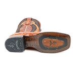 Ranger Caiman Horn Back Boots - Brandy - Square Toe