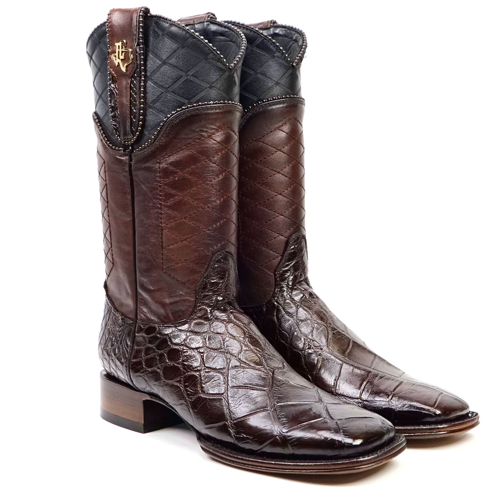 James Alligator Belly Boots - Brown - Square Toe