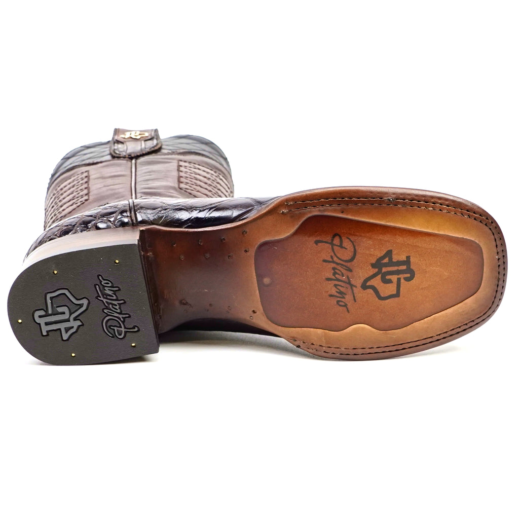 James Alligator Belly Boots - Brown - Square Toe