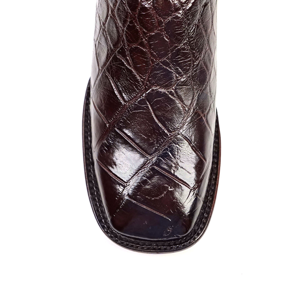James Alligator Belly Boots - Brown - Square Toe