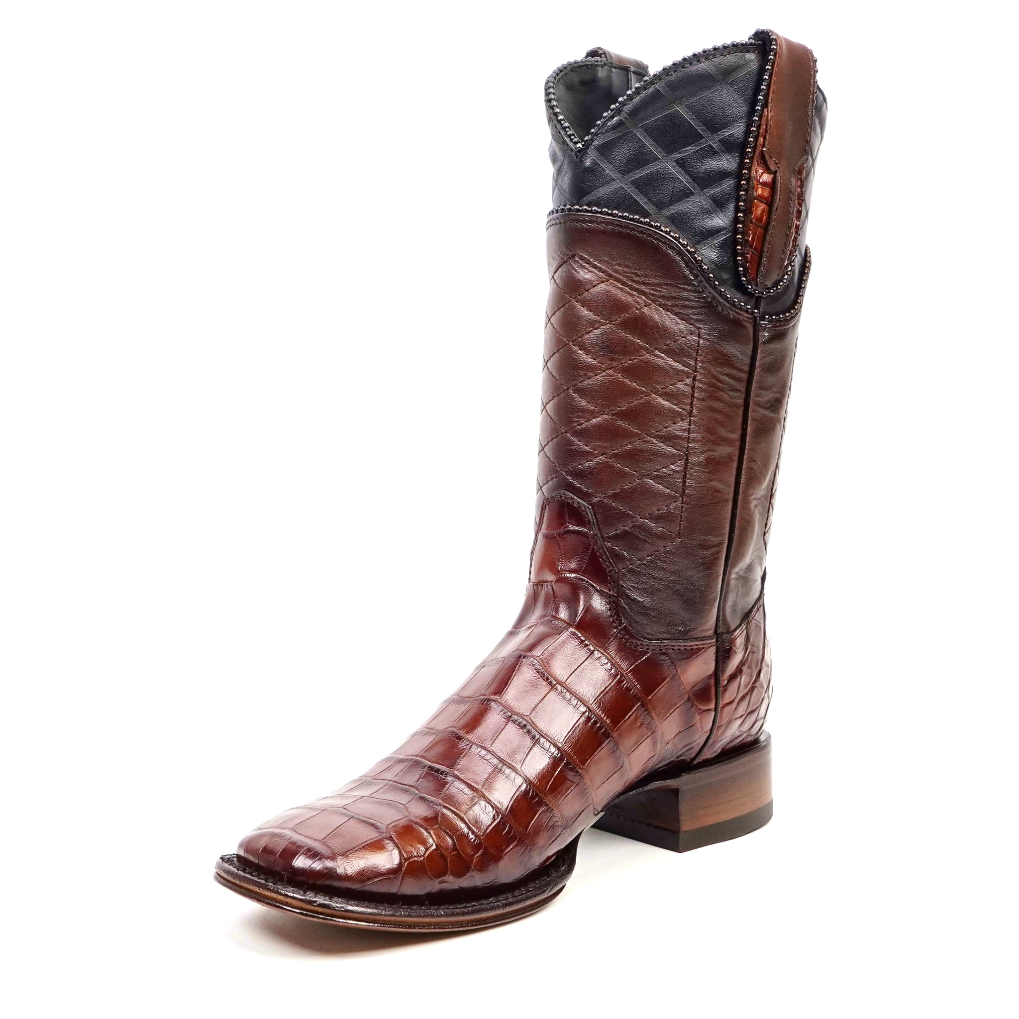 James Platinum Alligator Belly Boots - Brandy - Square Toe