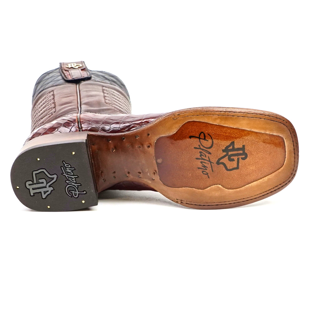 James Platinum Alligator Belly Boots - Brandy - Square Toe