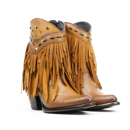 Austin Frills Honey Tan Booties - J Toe - Gomez Western Wear