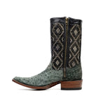 Ostrich Nubuck Black Short Shaft Zip Boots - Snip Toe (AV21)