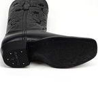 Grizzly Black Cowgirl Boots- Short Shaft - Narrow Square Toe (E862)