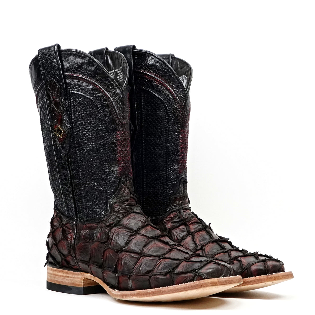 Connor Pirarucu Fish Boots - Red - Square Toe (PZ60)