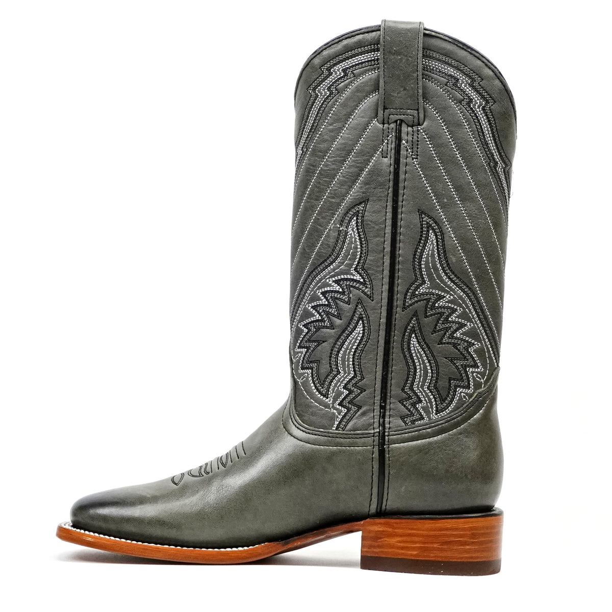 Clark Steel Gray Leather Boots - Square Toe (E961)