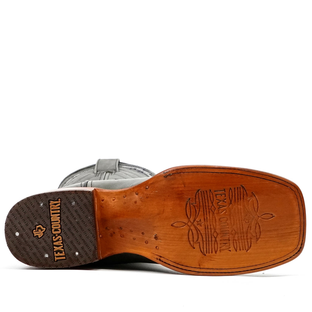 Clark Steel Gray Leather Boots - Square Toe (E961)