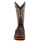 Copper Pirarucu Fish Boots - Embossed Leather - Square Toe (E962)
