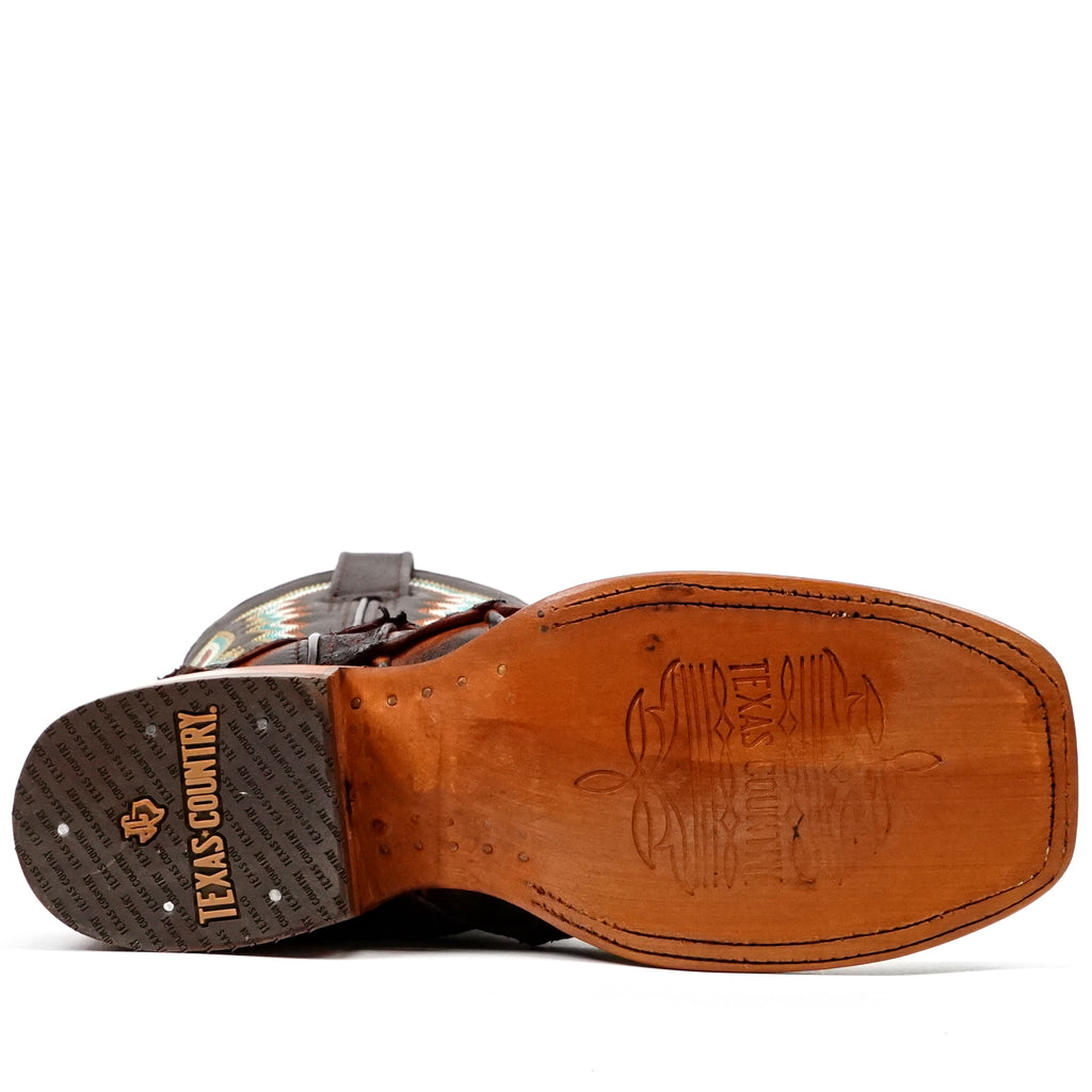 Copper Pirarucu Fish Boots - Embossed Leather - Square Toe (E962)