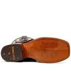 Copper Pirarucu Fish Boots - Embossed Leather - Square Toe (E962)