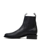 Clayton Black Leather Ankle Boots - Roper Toe (E964)