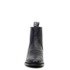 Clayton Black Leather Ankle Boots - Roper Toe (E964)
