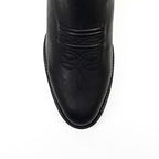 Clayton Black Leather Ankle Boots - Roper Toe (E964)