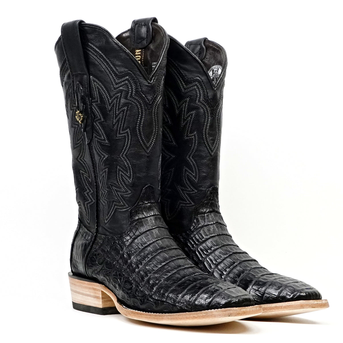 Rhodes Caiman Belly Boots - Black - Cutter Toe (LM26)