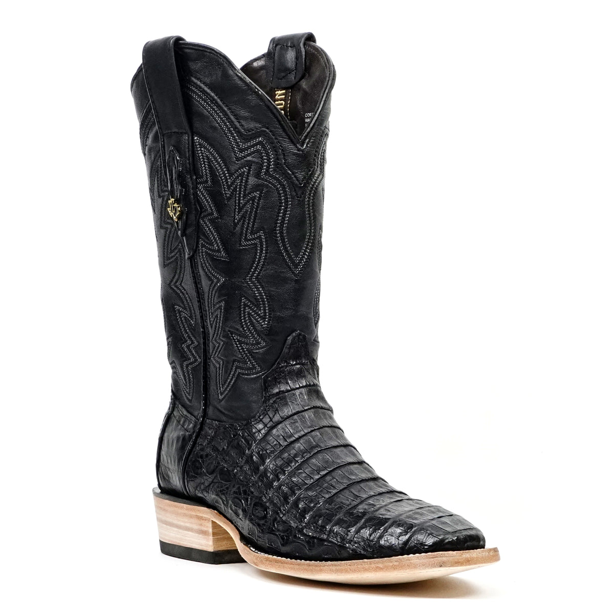 Rhodes Caiman Belly Boots - Black - Cutter Toe (LM26)