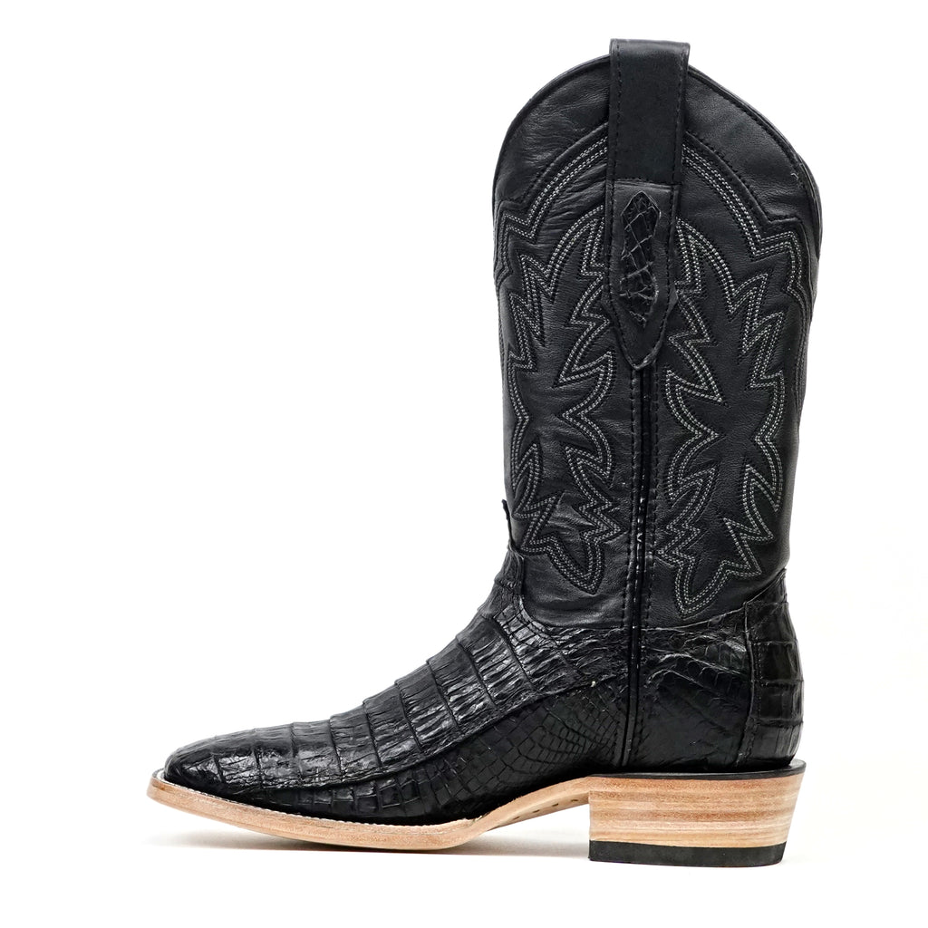 Rhodes Caiman Belly Boots - Black - Cutter Toe (LM26)