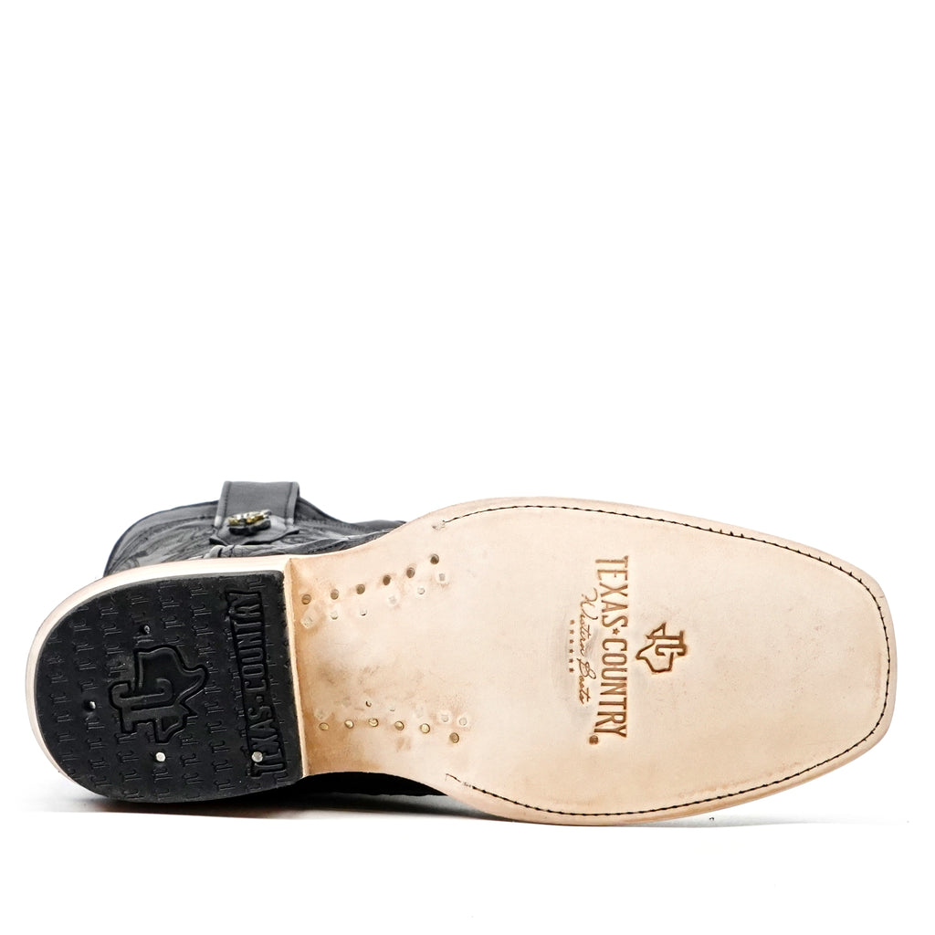 Rhodes Caiman Belly Boots - Black - Cutter Toe (LM26)