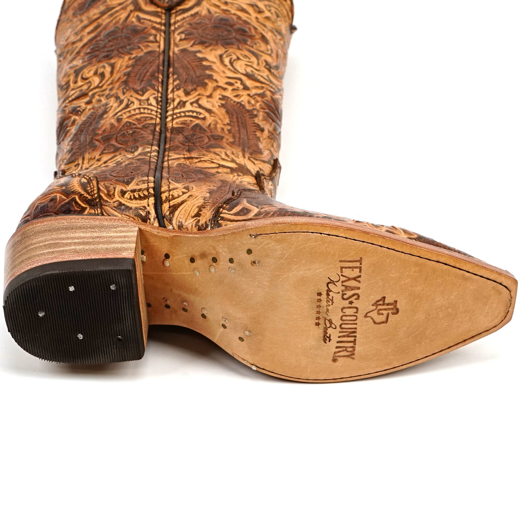 Chiseled Tan Cowgirl Boots - Tall Shaft - Snip Toe (E866)