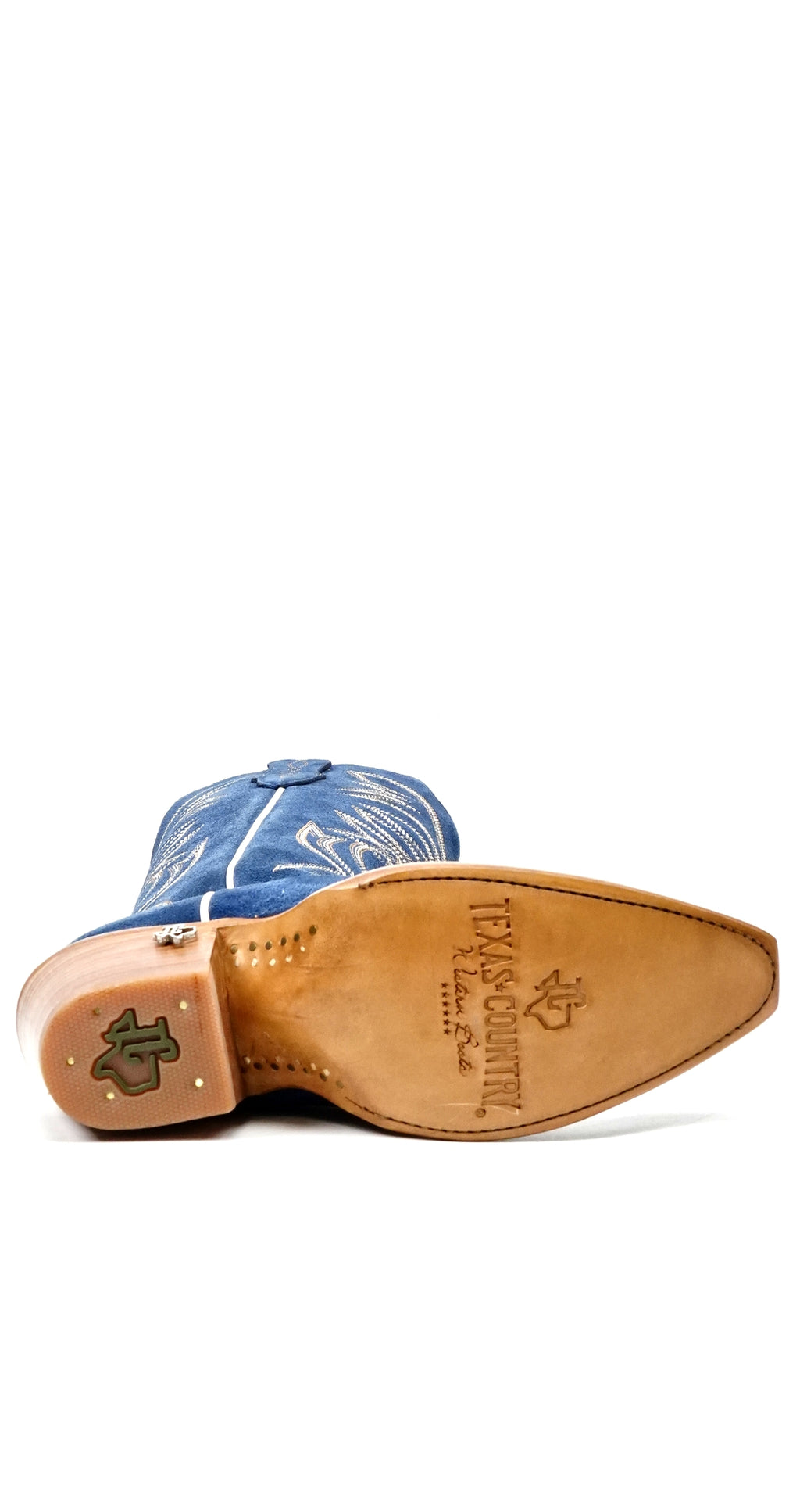 Kellie Ante Azul Vaquero Suela de Cuero - Caña Alta - Punta Cuadrada