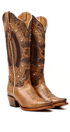 Bota Vaquera Alta Priscila Cleyton Tobacco - Punta Fina (E871)