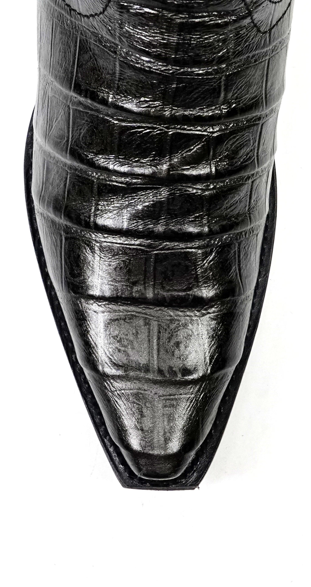 Venus - Botas grises de piel de cocodrilo - Piel repujada - Punta fina (E874)