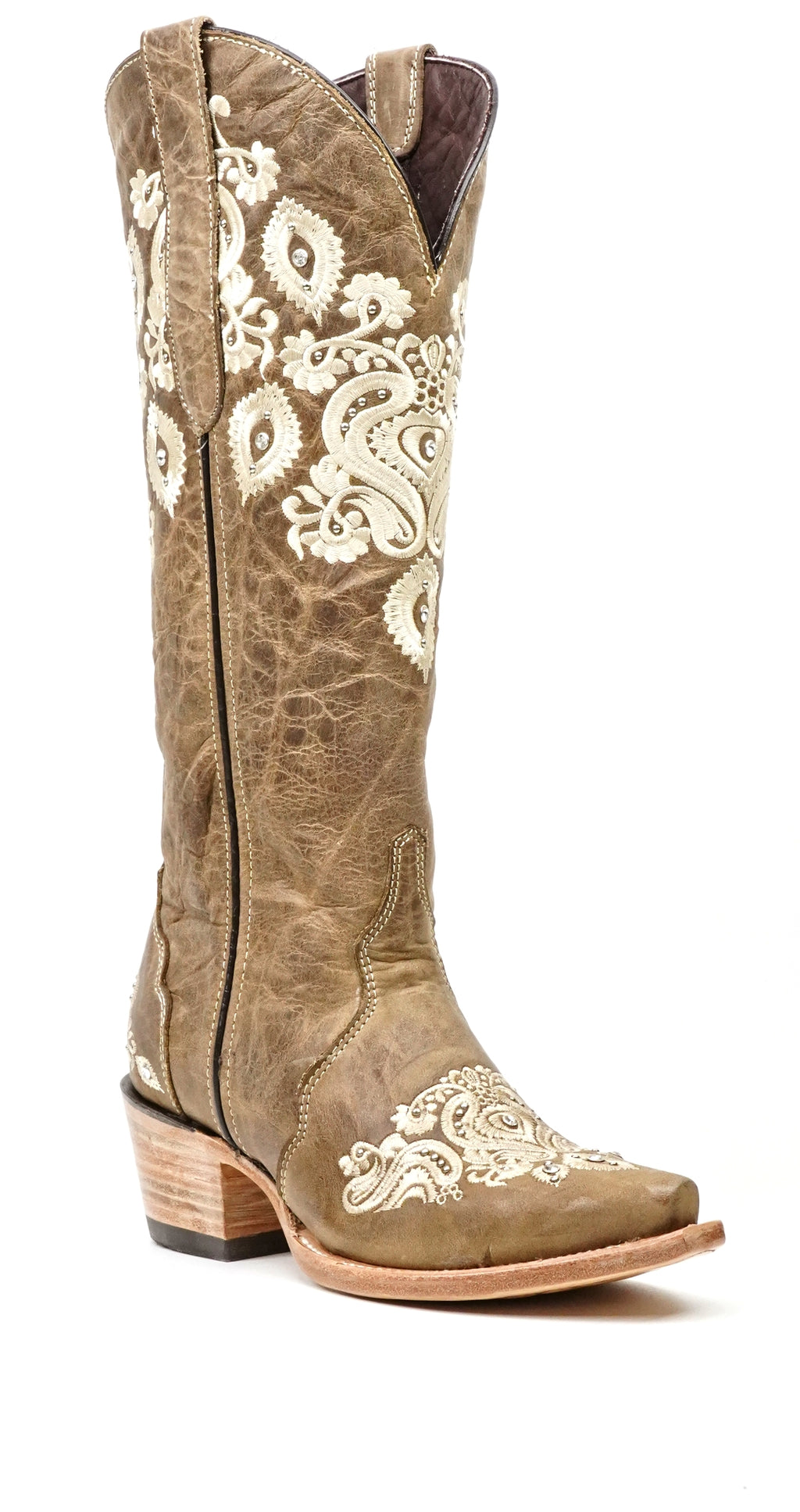 Botas de caña alta Roxanne Tobacco - Punta cuadrada (E840)