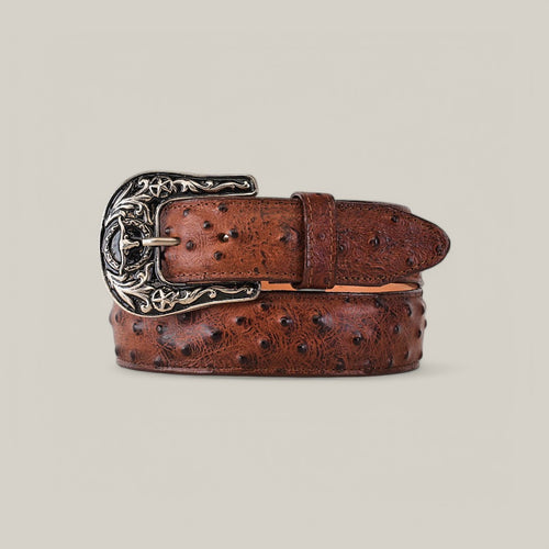 Ostrich Print Brown Belt - Texas Buckle
