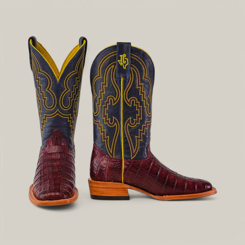 Exotic Caiman Belly Tail - Wine - Square Toe