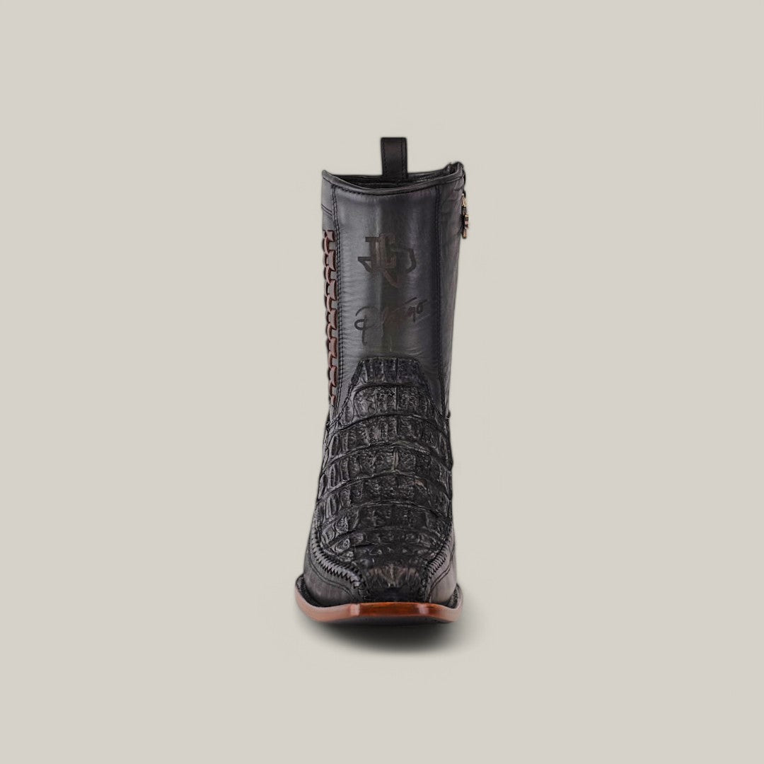 Exotic Caiman - Black - Narrow Square Toe