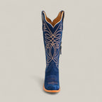 Kellie Suede Blue Jeans Leather Sole - Tall Shaft - Snip Toe