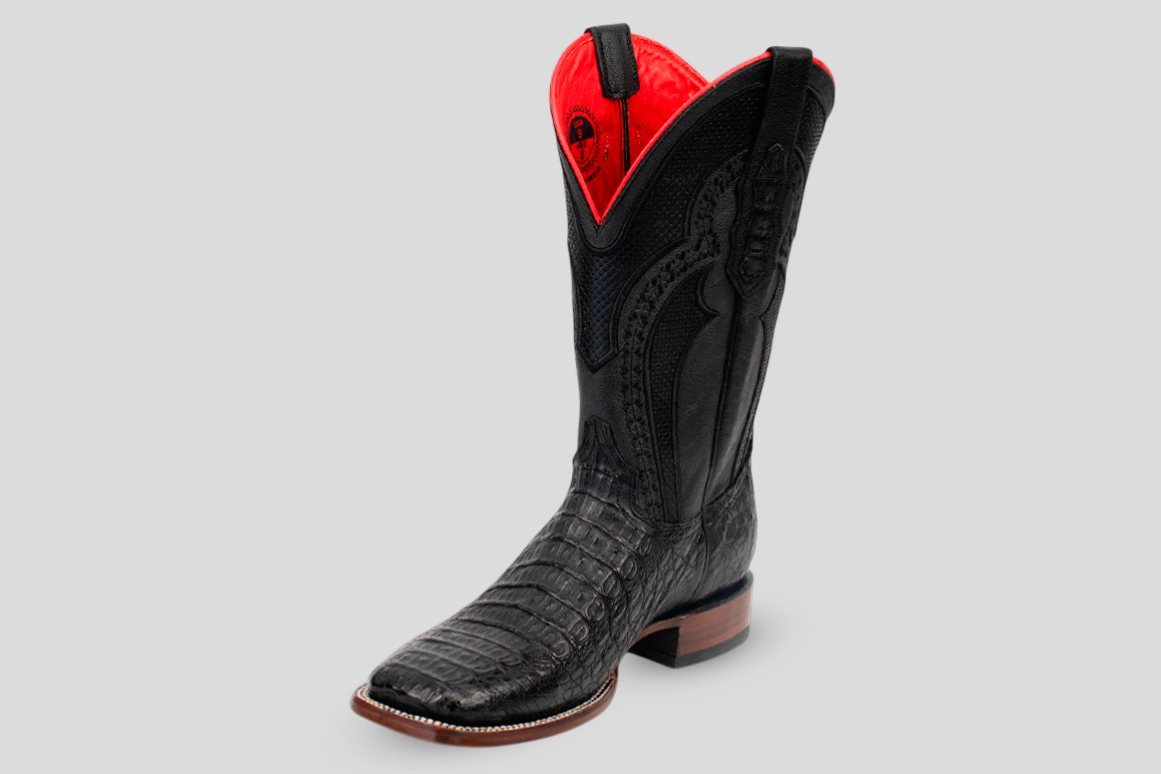 Ranger Caiman Hornback Boots - Black - Square Toe