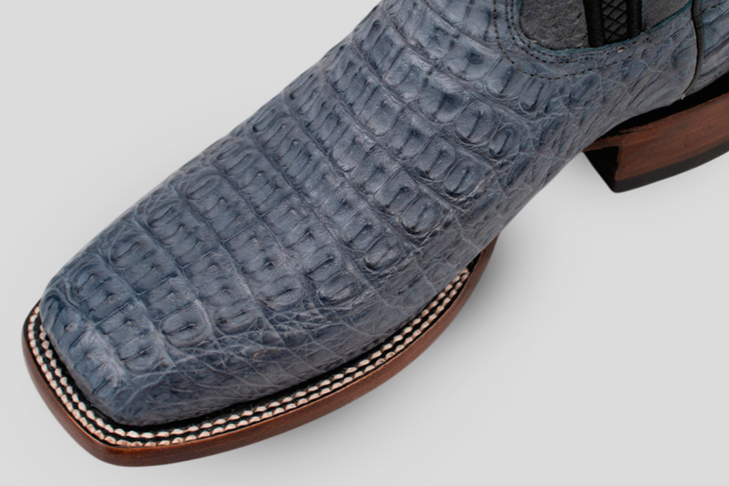 Ranger Caiman Hornback Boots - Denim Blue - Square Toe