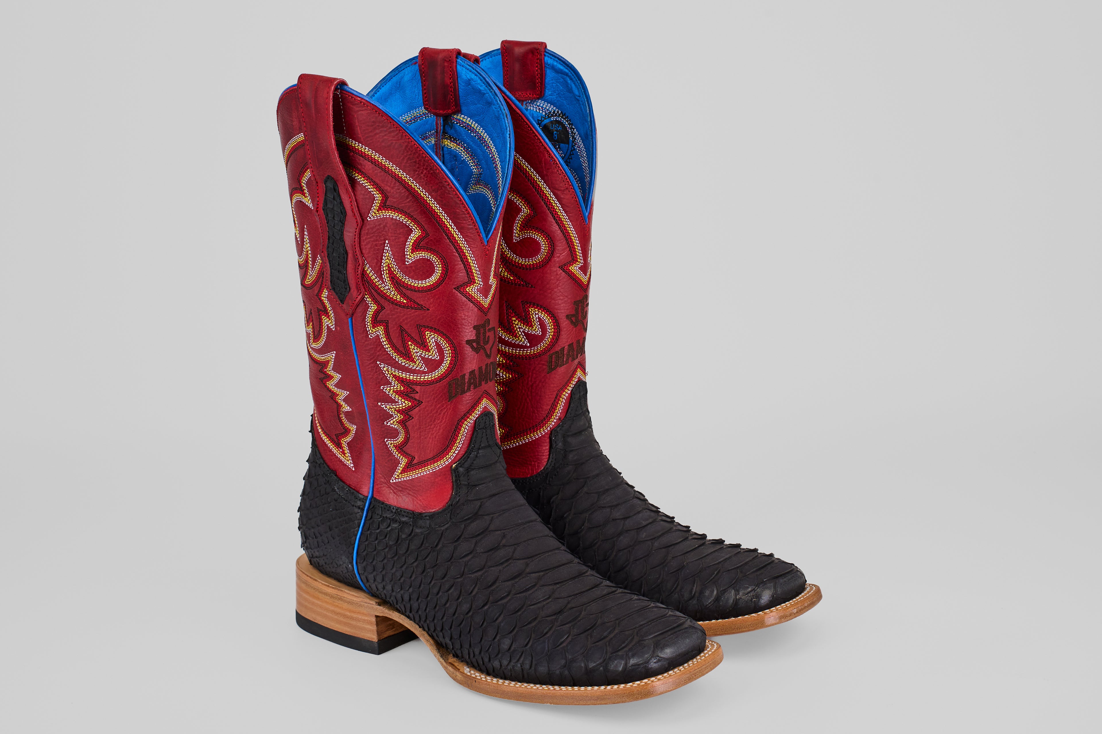 Braxton Python Boots - Matte Black - Square Toe