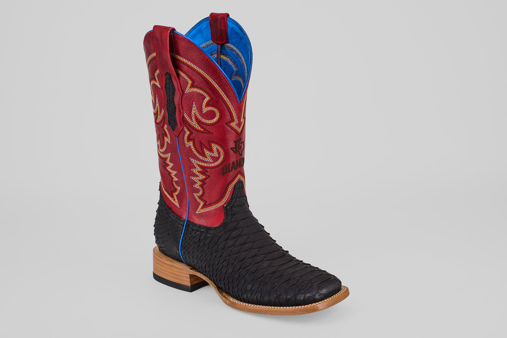 Braxton Python Boots - Matte Black - Square Toe