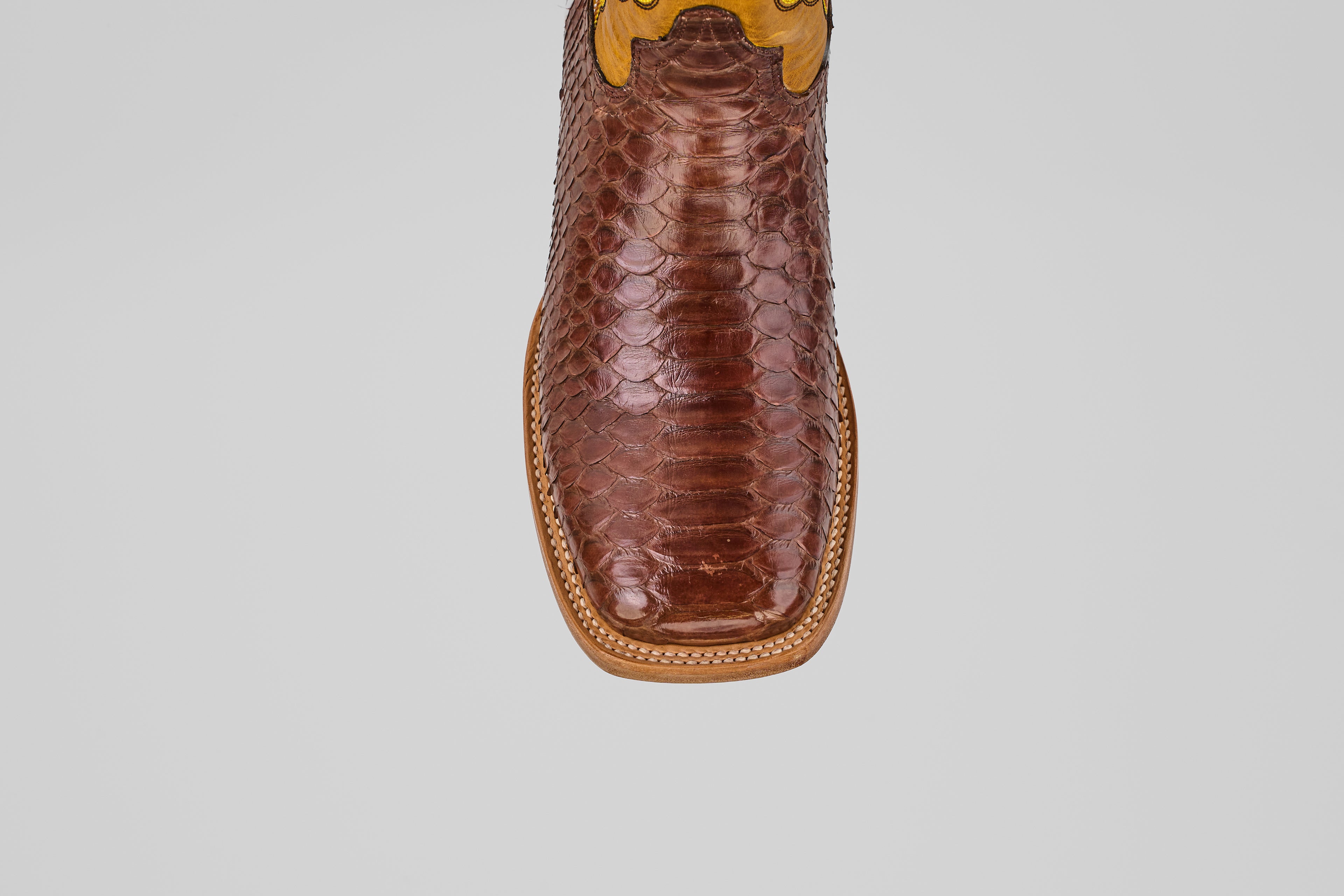 Braxton Python Boots - Brown - Square Toe