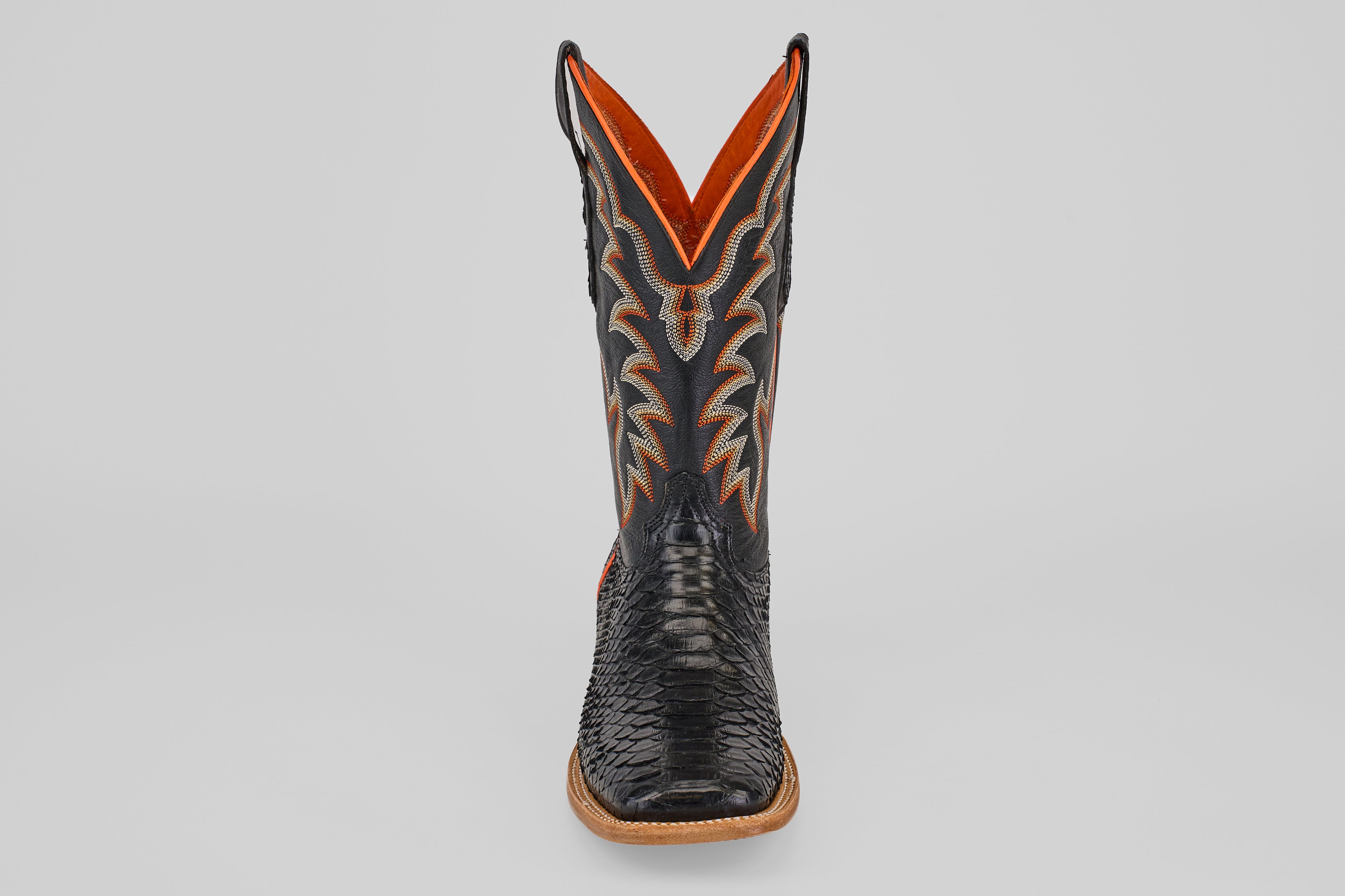 Braxton Python Boots - Black - Square Toe